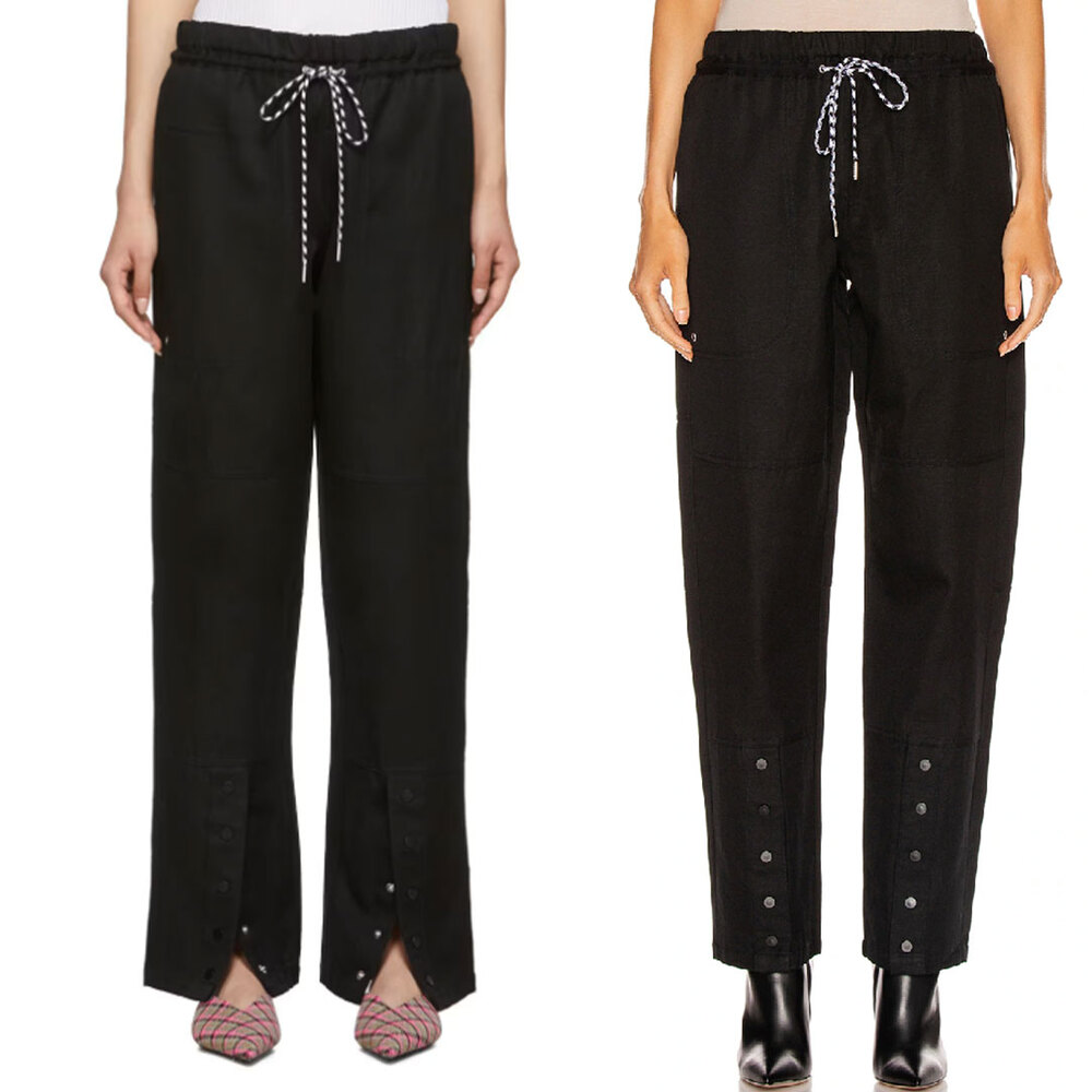 PROENZA SCHOULER Cotton Linen 2-Way Snap Hem Straight Leg Pants Size M